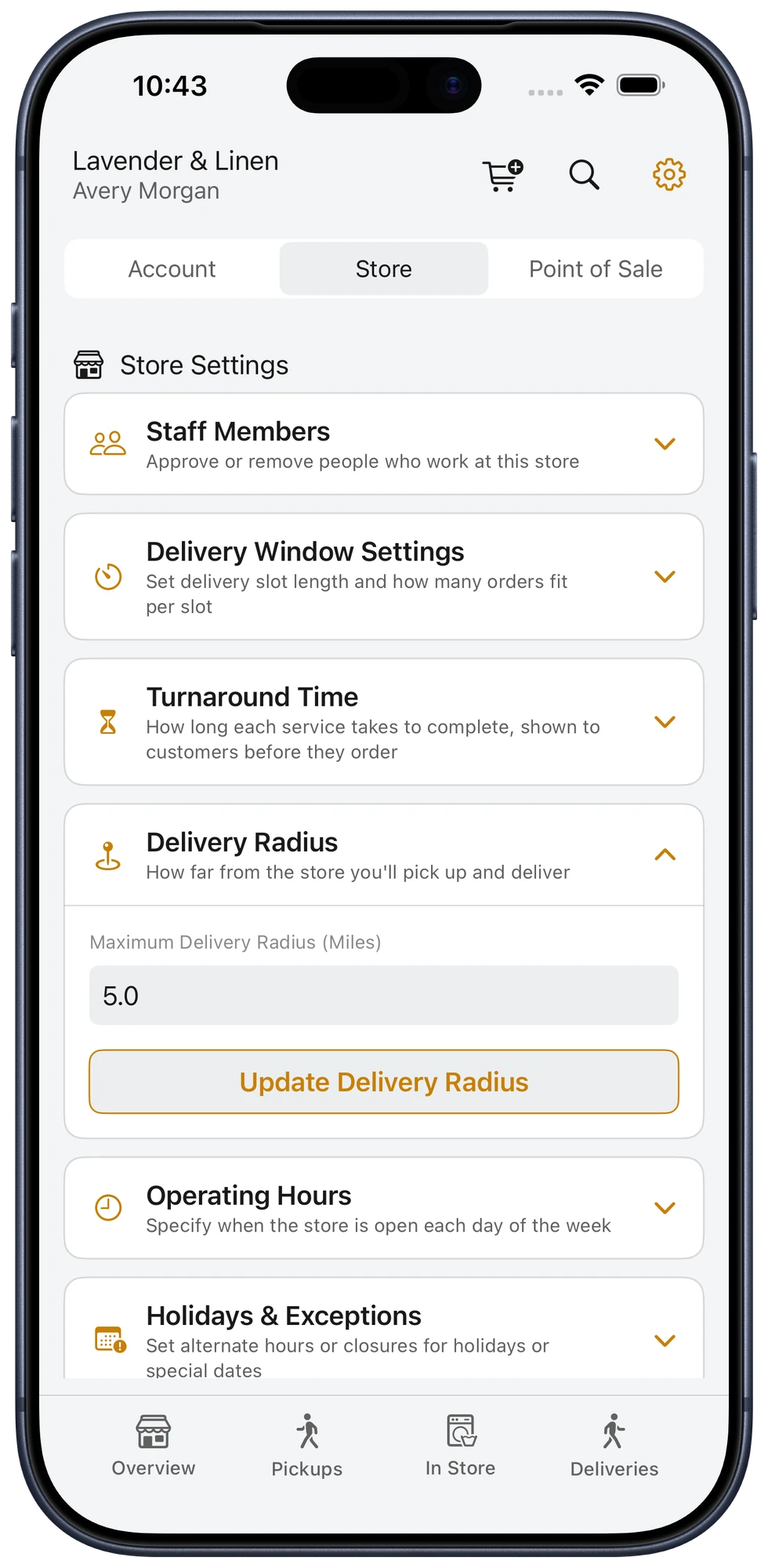 Delivery radius controls in Bubblē Vendor