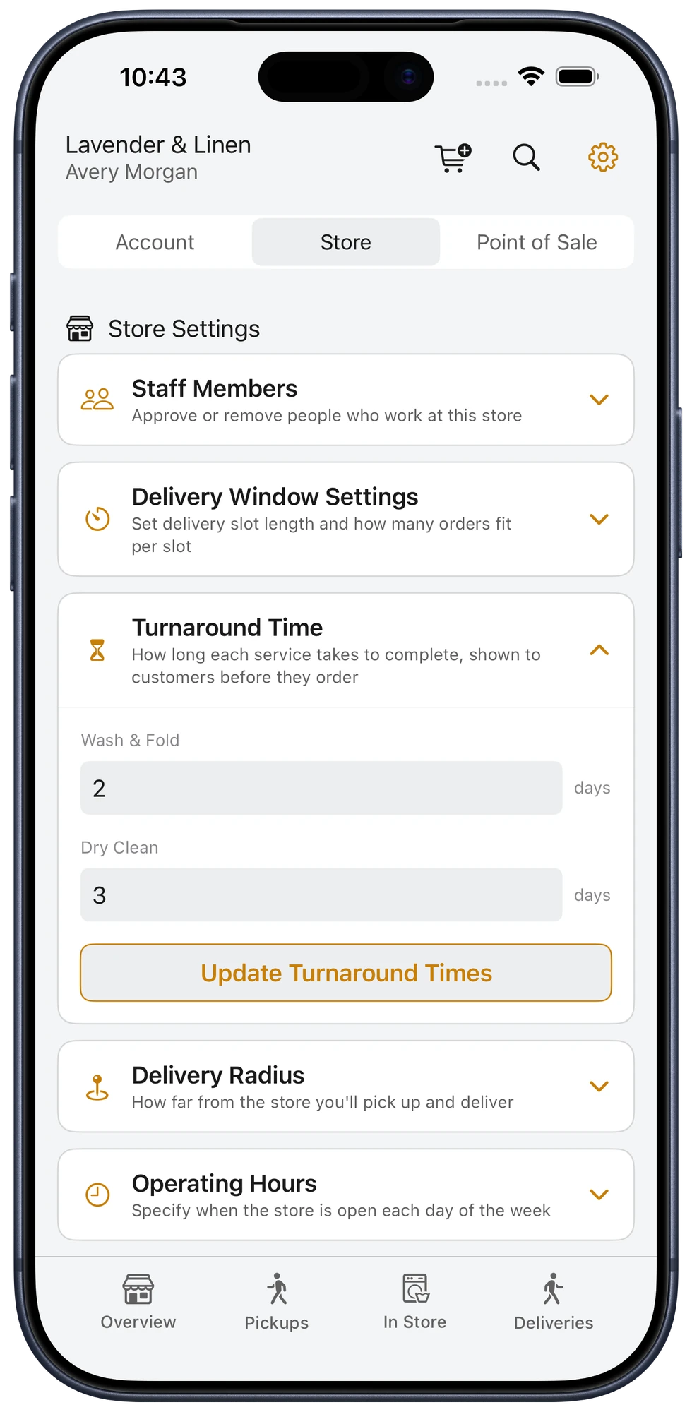 Turnaround time controls in Bubblē Vendor