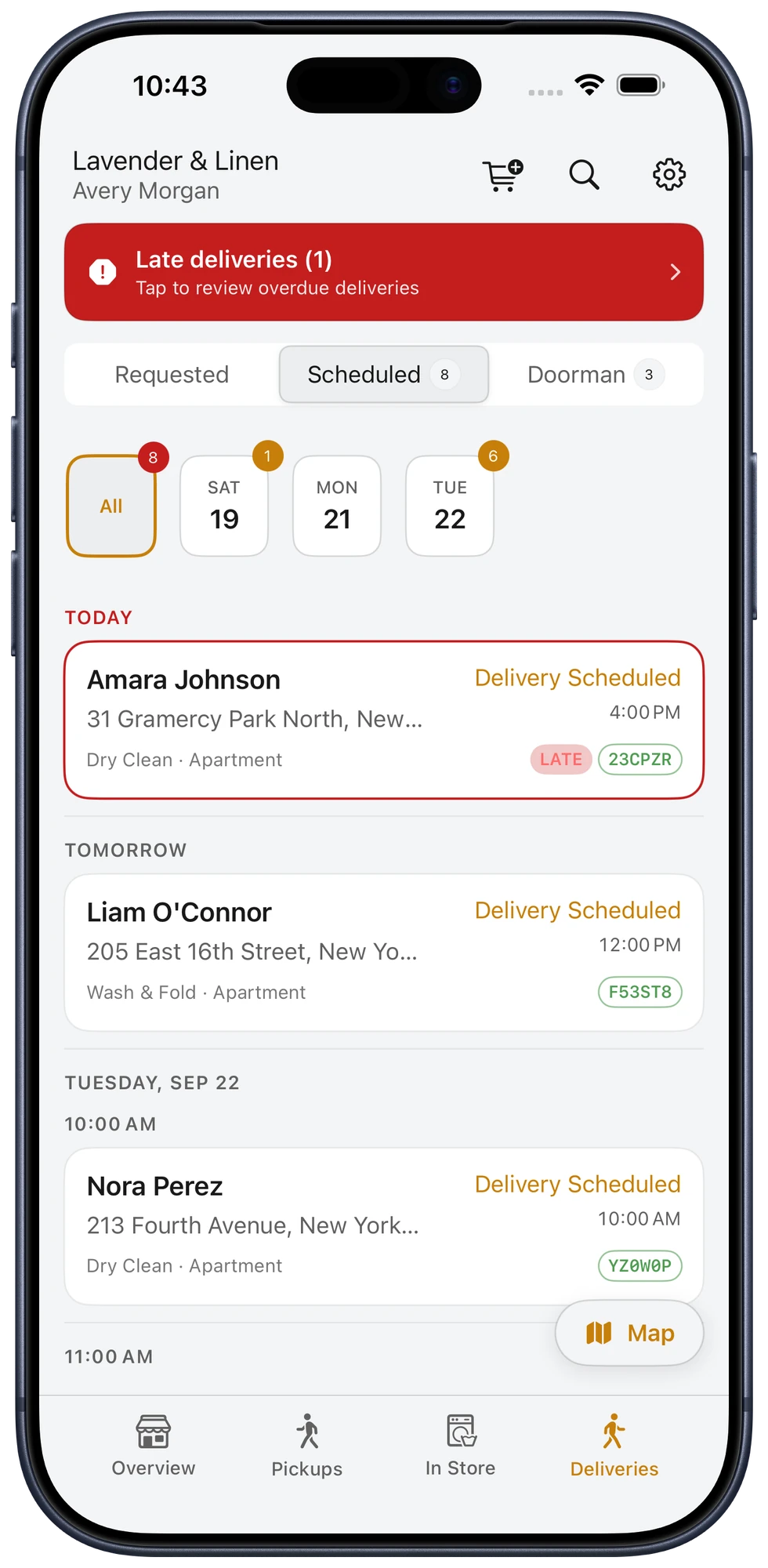Delivery queue in Bubblē Vendor